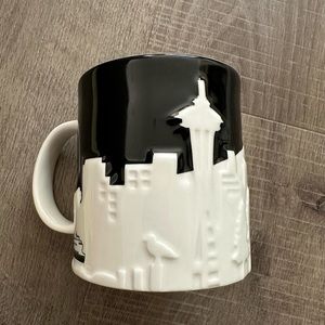 New Starbucks 2012 Collector Series Ceramic 12oz Mug SEATTLE Black and White